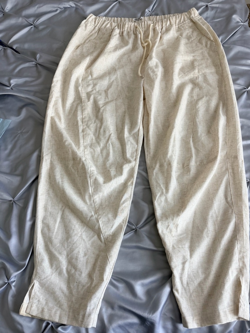 Women’s Wide Leg Drawstring Pants — Cream